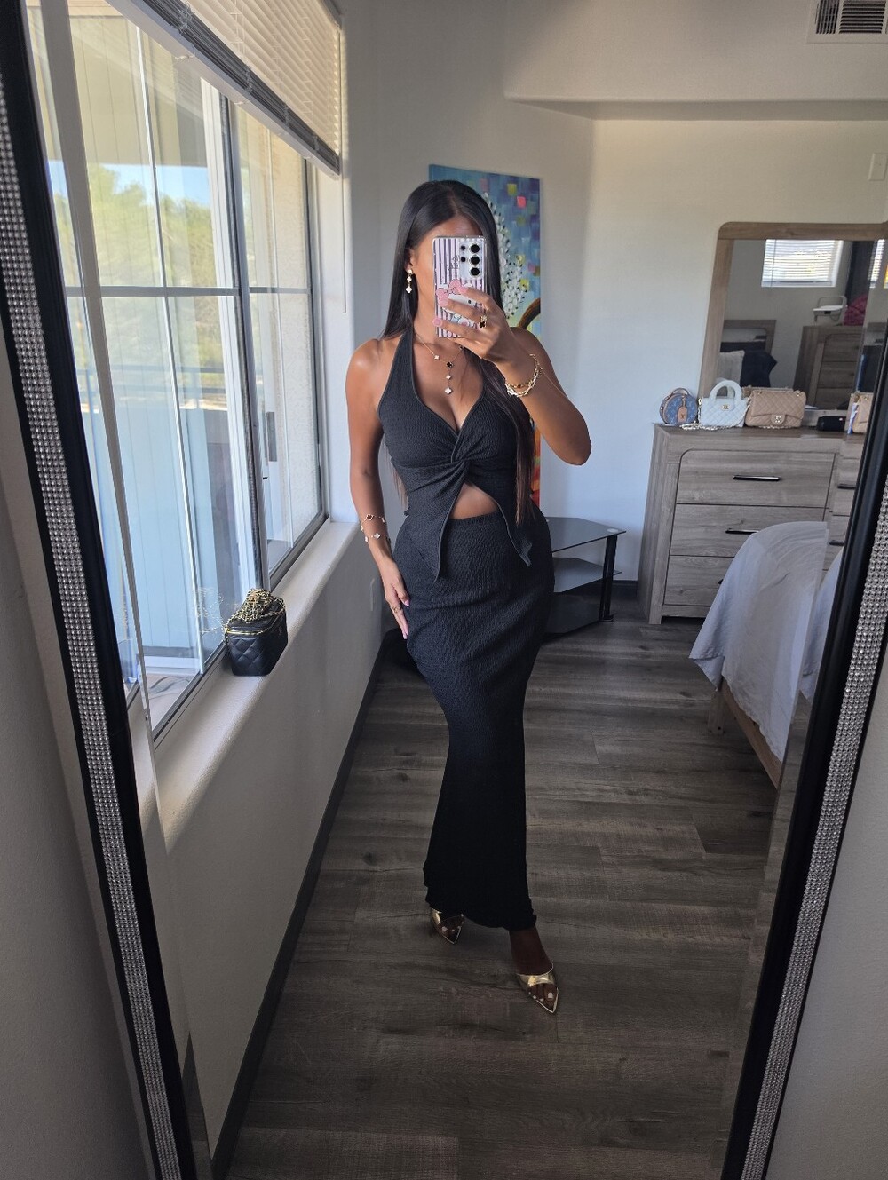 Chic Black Halter Cutout Maxi Dress - Picture 12 of 16